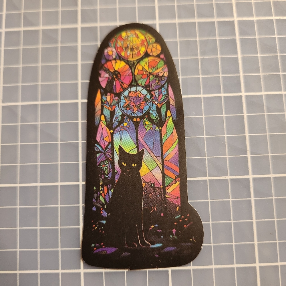 10/$10 Sticker Stained Glass Black Cat Theme Wicca Witchy Goth